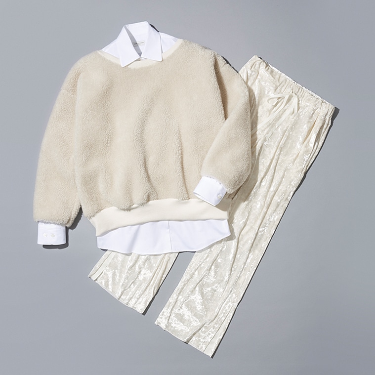 BARNEYS NEW YORK ボアトップス ベロアパンツ